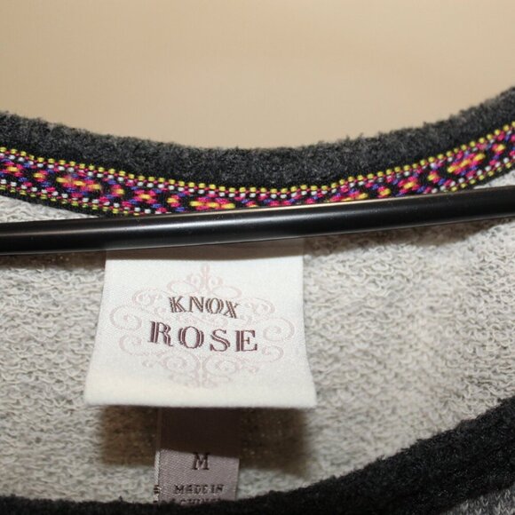 Knox Rose Embroidered Sweater Grey Floral Women’s Size Medium - Picture 5 of 6